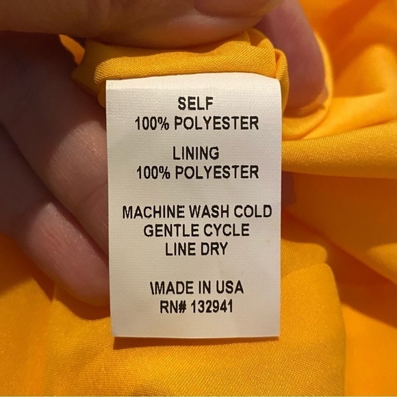 AMANDA UPRIGHT Women Yellow Mustard Bow Party Dress Size Small - Picture 7 of 7